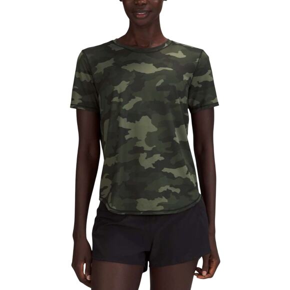 Lululemon High-Neck Running and Training T-Shirt Heritage 365 Camo Olive Multi - Picture 2 of 6